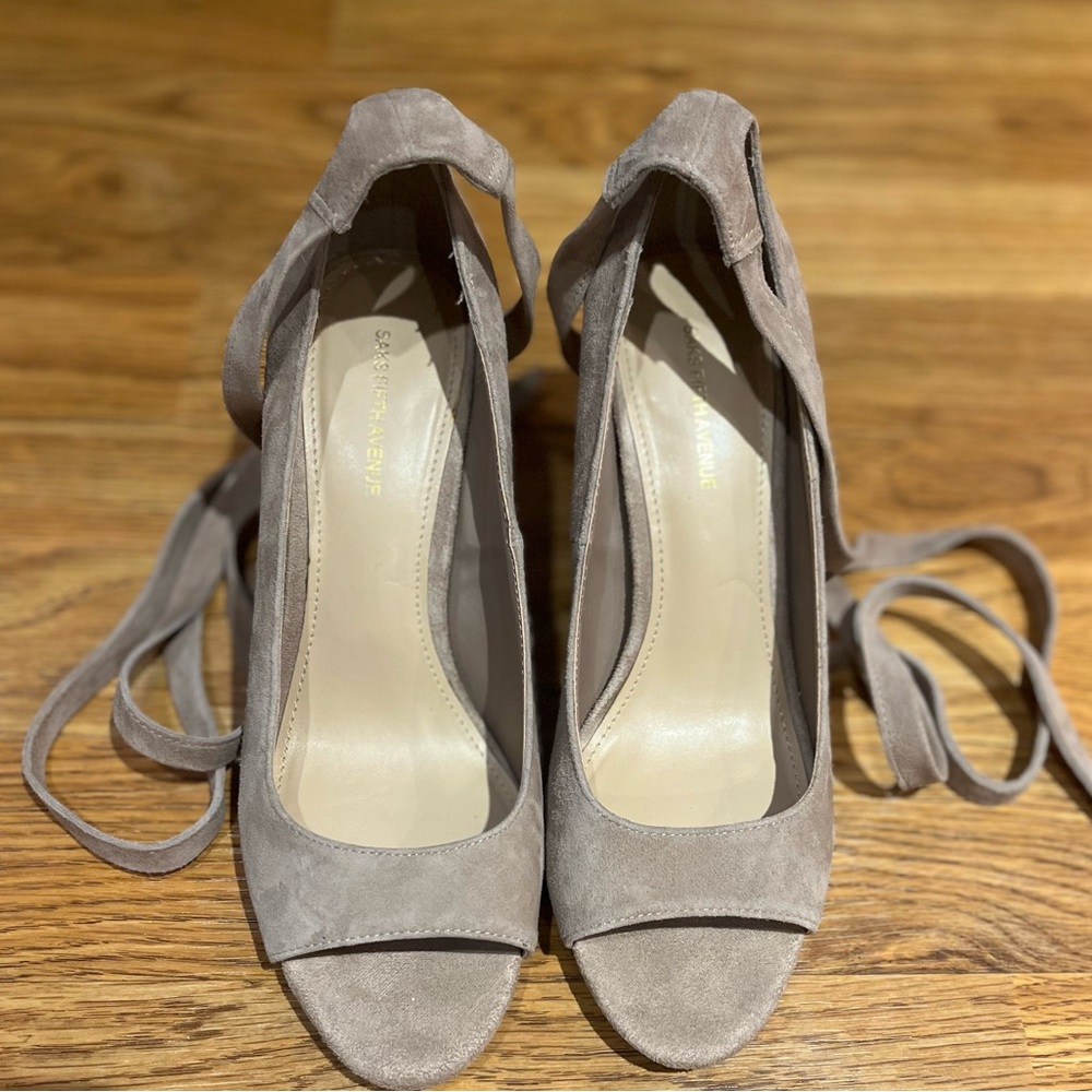 Saks Fifth Ave Clara Ankle Lace Up Heels Size 7 - Picture 4 of 9